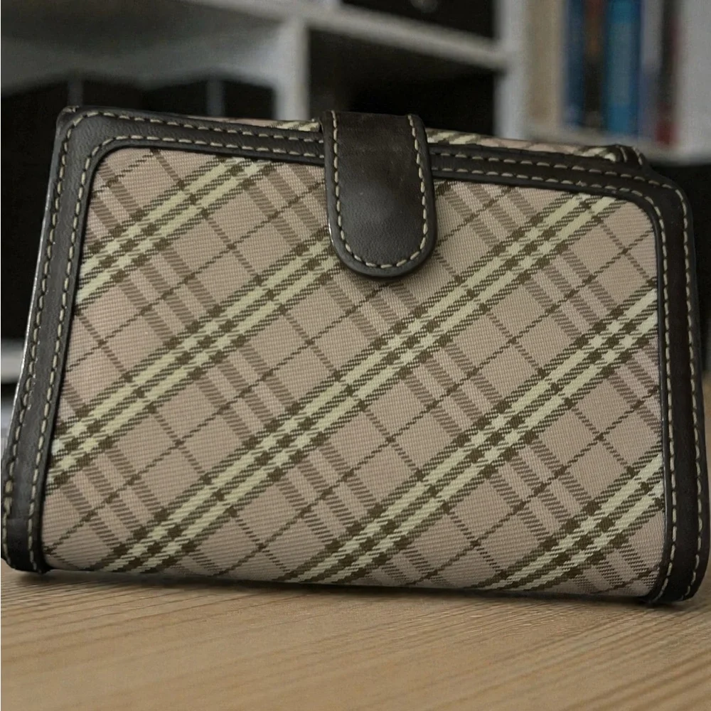 Burberry Blue Label Plaid Wallet - Brown and Cream with cavas with leather trim - Picture 3 of 10